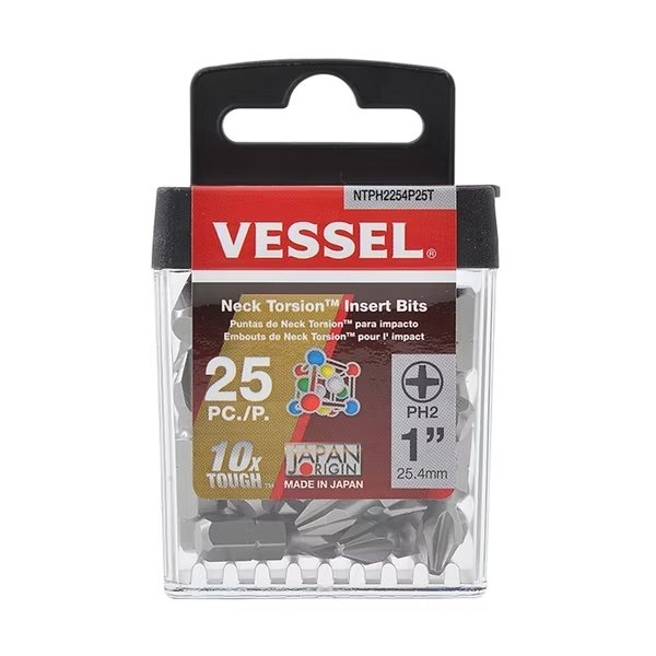 Neck Torsion Insert Bits Ph2X25.4 25Pc (Tictac), Vessel, Mfr#: NTPH2254P25T
